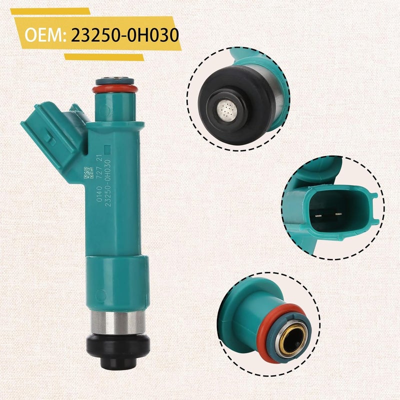 Pjvmvo 23209-0H030 حقن وقود OE 2.4L، متوافق مع/تويوتا 2.4L كامري كورولا راف4 هايلاندر 2004 2005 2006 2007 2008 2009 2010 2011 2012 2013، متوافق مع/سايون tC xB، |12 ثقب| |مجموعة من 4| - Image 4